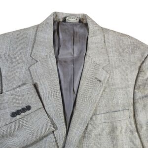 Jos. A. Bank Men's 44R Wool Blazer Jacket Gray Glen Plaid Check Sport Coat